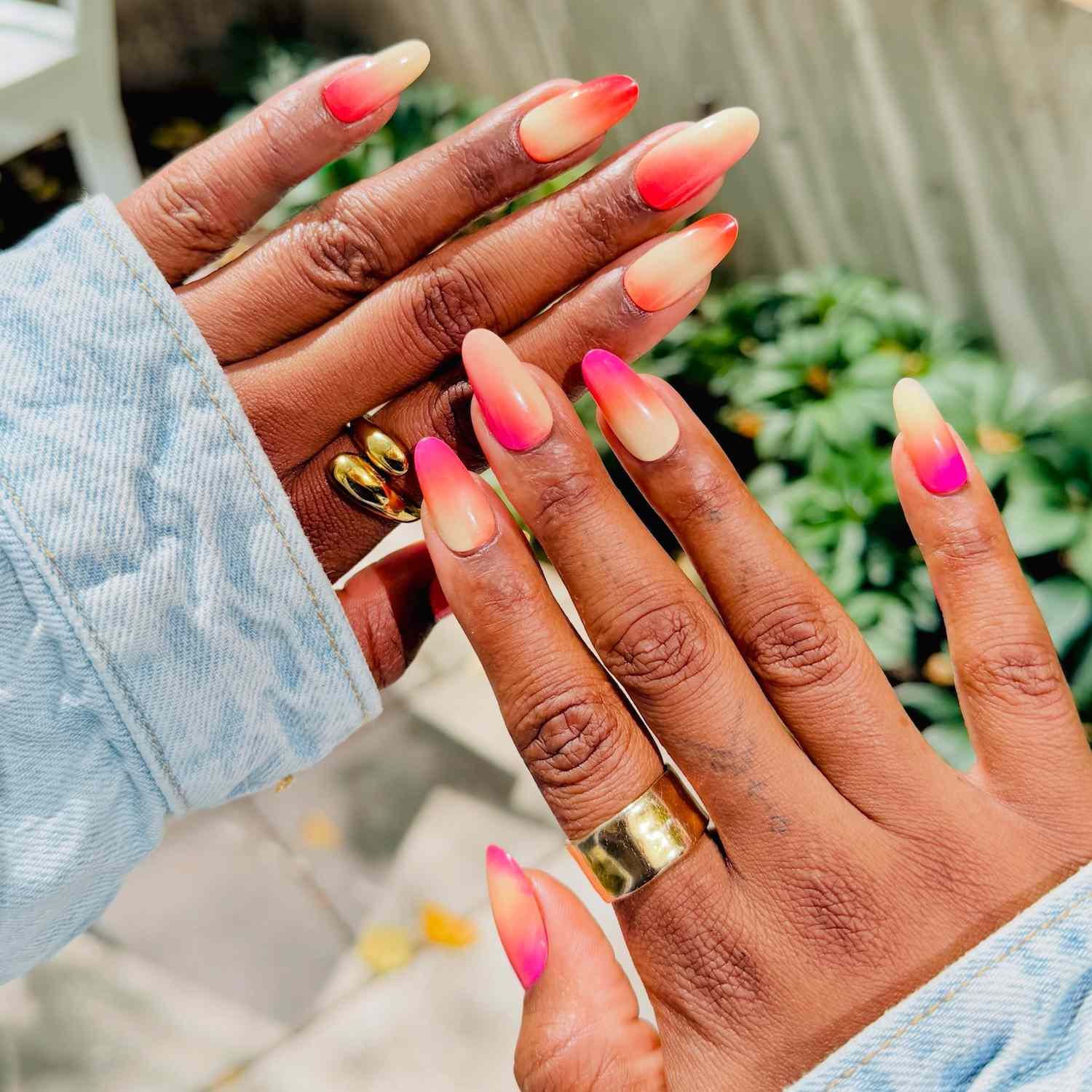 Peach to Yellow Ombre Oval Nails Peach to Yellow Ombre Oval Nails — Professional Nails 2027