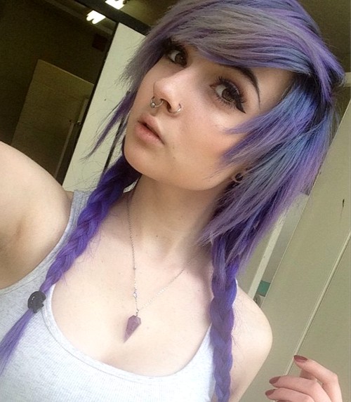 Purple Streaked Hair and Tank Top: Emo Hair as the Focus Purple Streaked Hair and Tank Top: Emo Hair as the Focus — Emo Outfits 2027