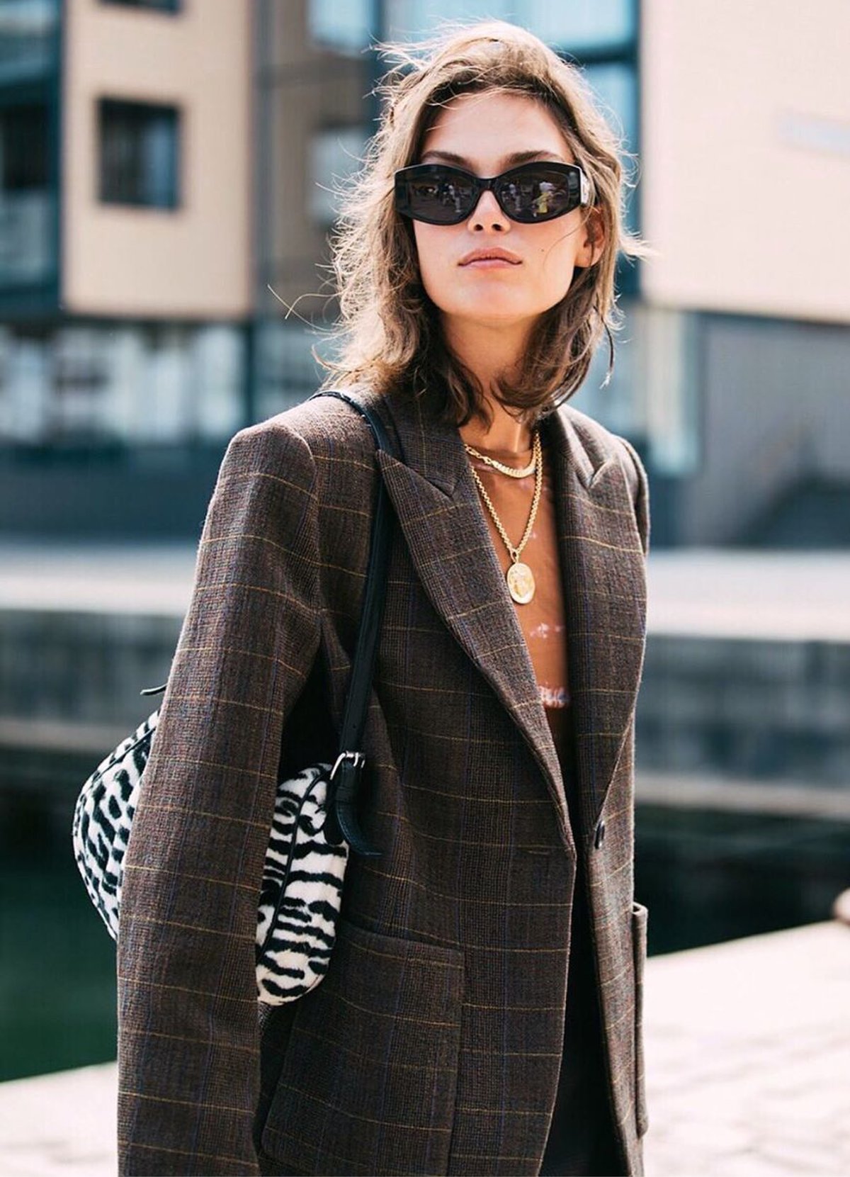 Urban Layering: Gold Necklaces with a Plaid Blazer — Jewelry Trends 2027