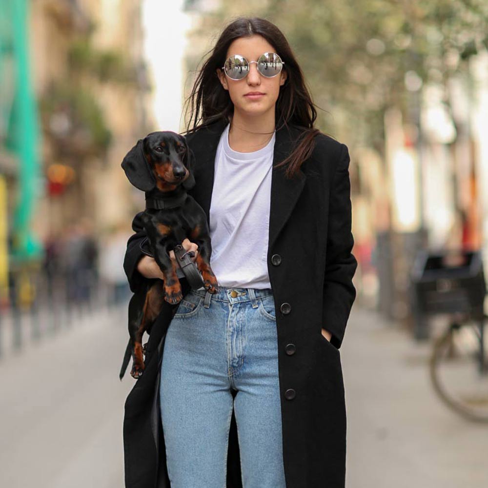 Classic Black Coat Over White Tee and Jeans — Barcelona Outfits 2027
