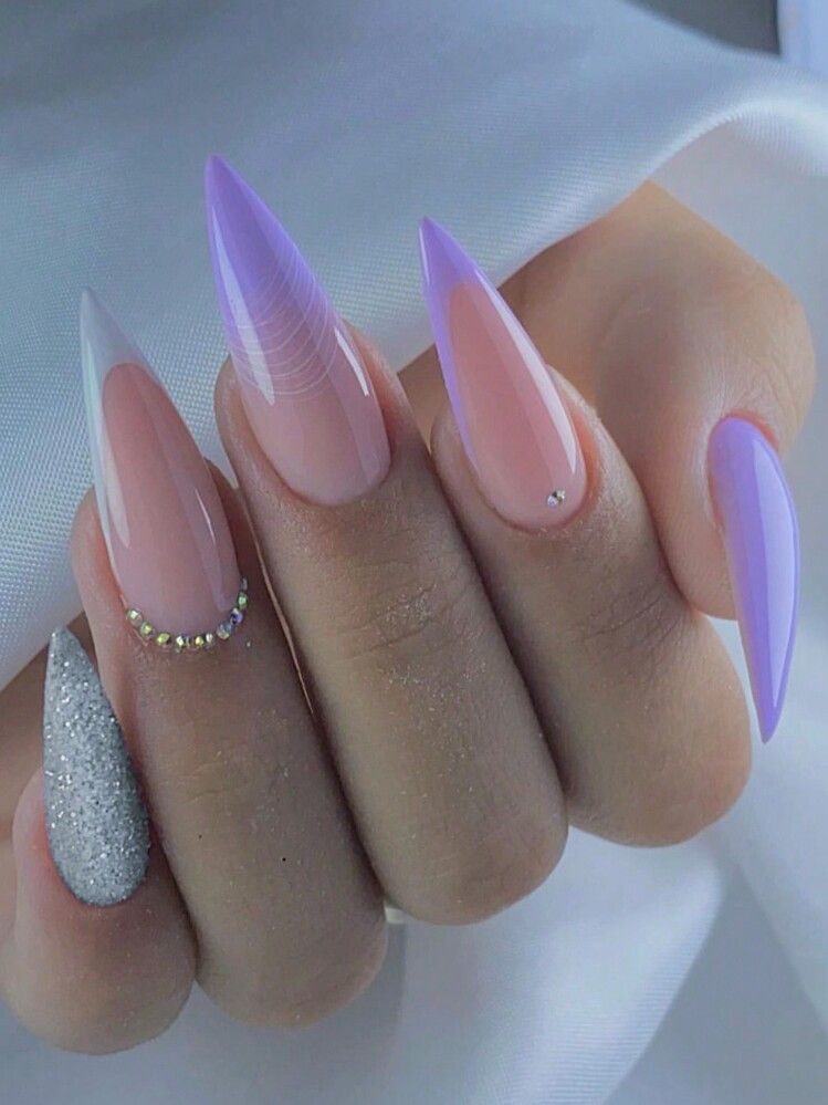 Sheer Pink Light Lavender French Stiletto Sheer Pink Light Lavender French Stiletto — Lavender Stiletto Nails 2027