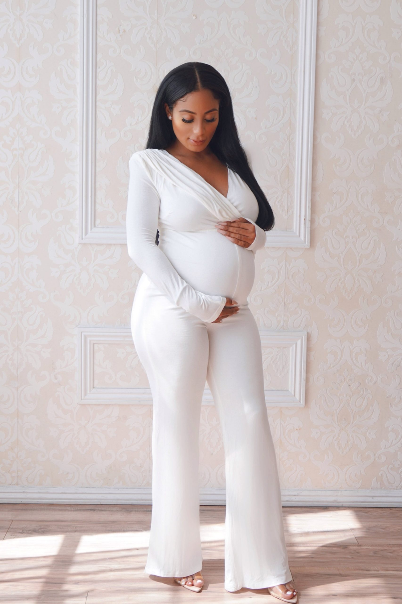 Chic Wrap Jumpsuit for a Comfortable Reveal Chic Wrap Jumpsuit for a Comfortable Reveal — Gender Reveal Outfits 2027
