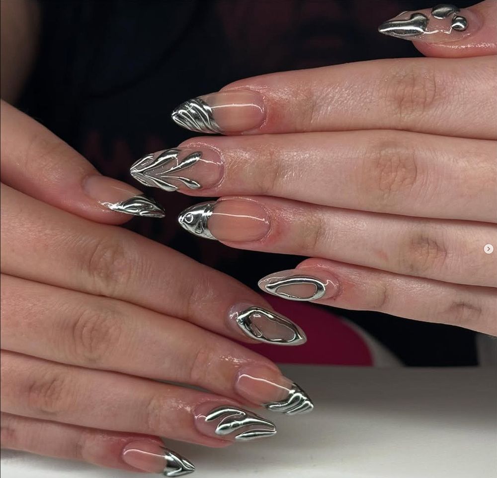Chrome Abstract French Stilettos Chrome Abstract French Stilettos — Realtor Nails 2027