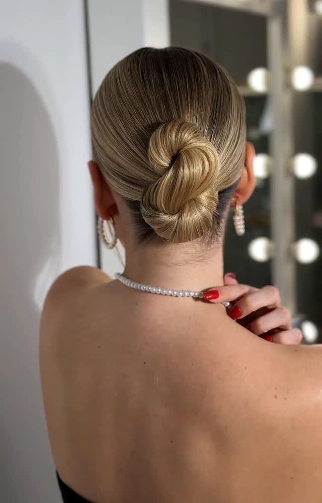Champagne Blonde Straight Knotted Bun — Knotted Bun Hairstyles 2027