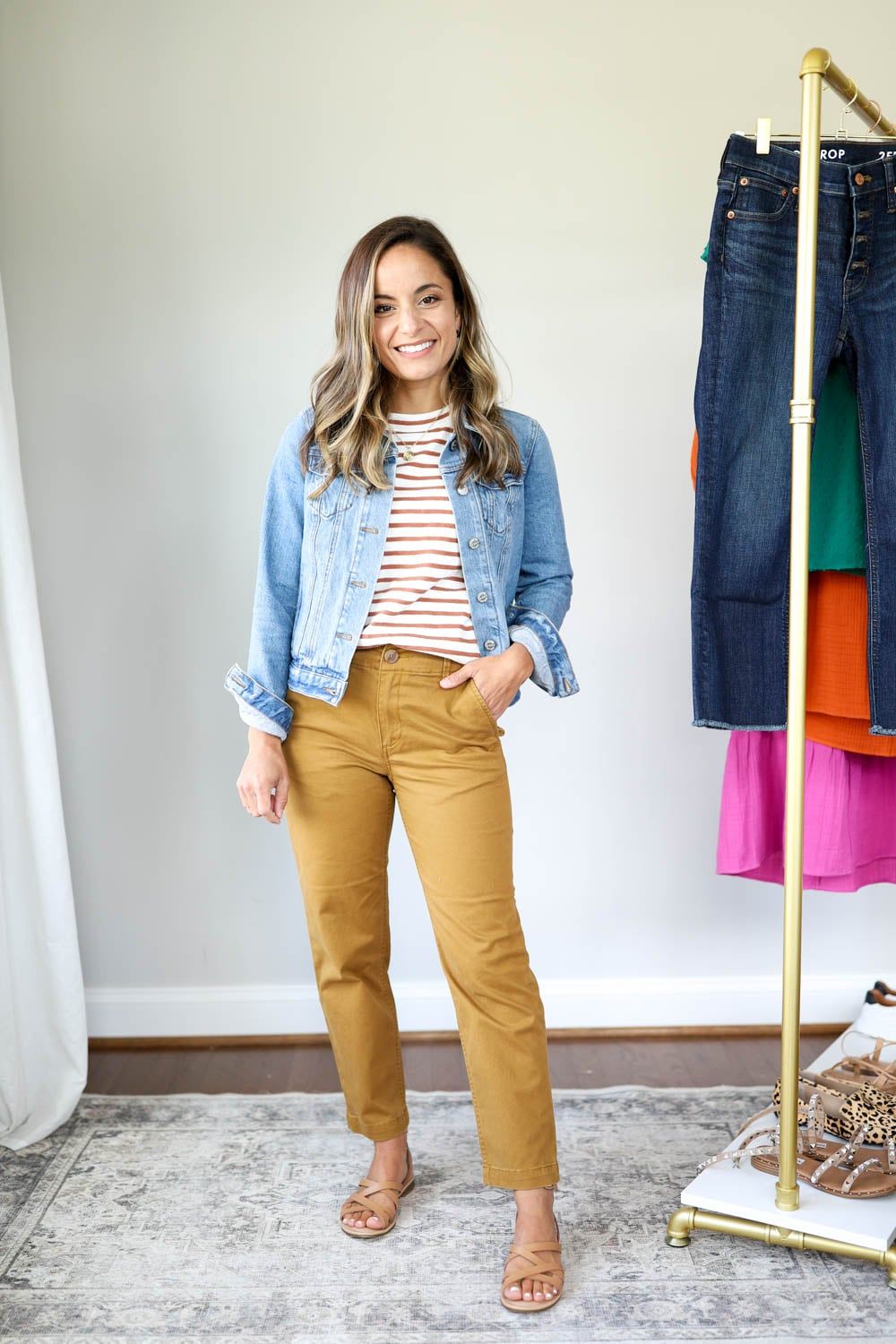 Denim Jacket and Ochre Chinos for Casual Polish Denim Jacket and Ochre Chinos for Casual Polish — Meet the Teacher Outfits 2027
