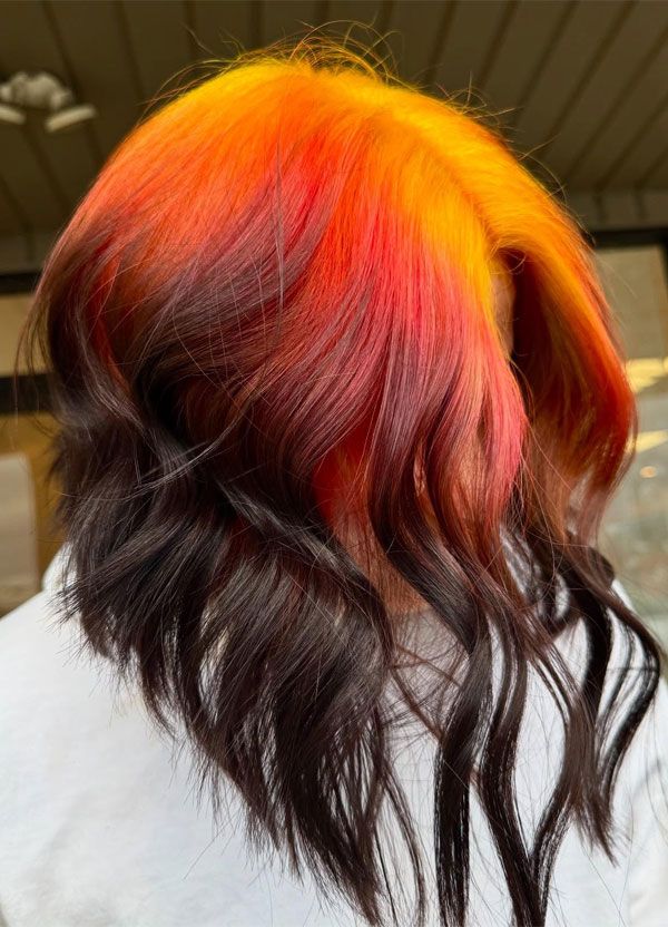 Orange And Yellow To Dark Brown Visual Idea Orange And Yellow To Dark Brown Visual Idea — Ombre Hair 2027