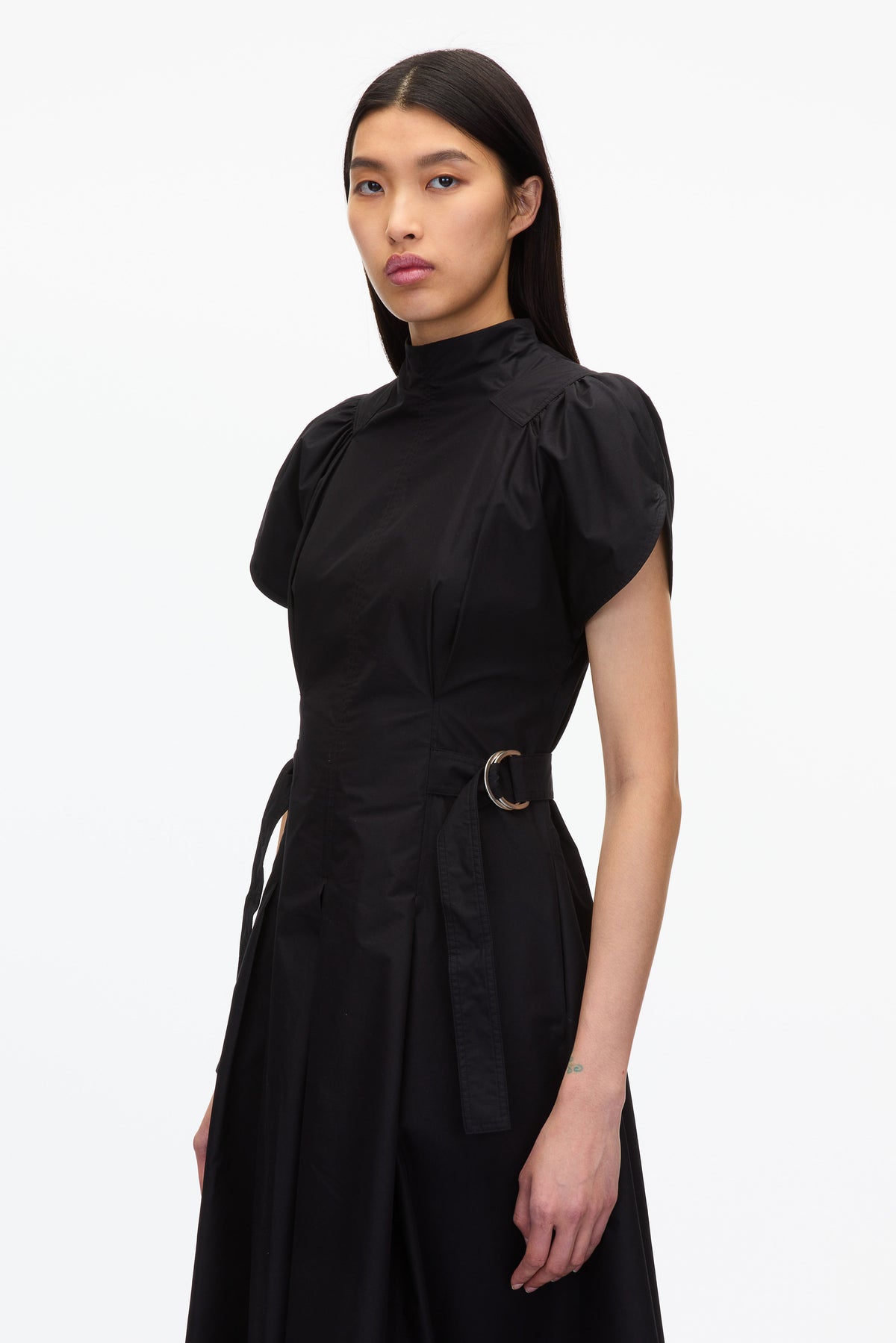 Dramatic Black Cotton Dress with Voluminous Puff Sleeves Dramatic Black Cotton Dress with Voluminous Puff Sleeves — Puff Sleeve Dresses 2027