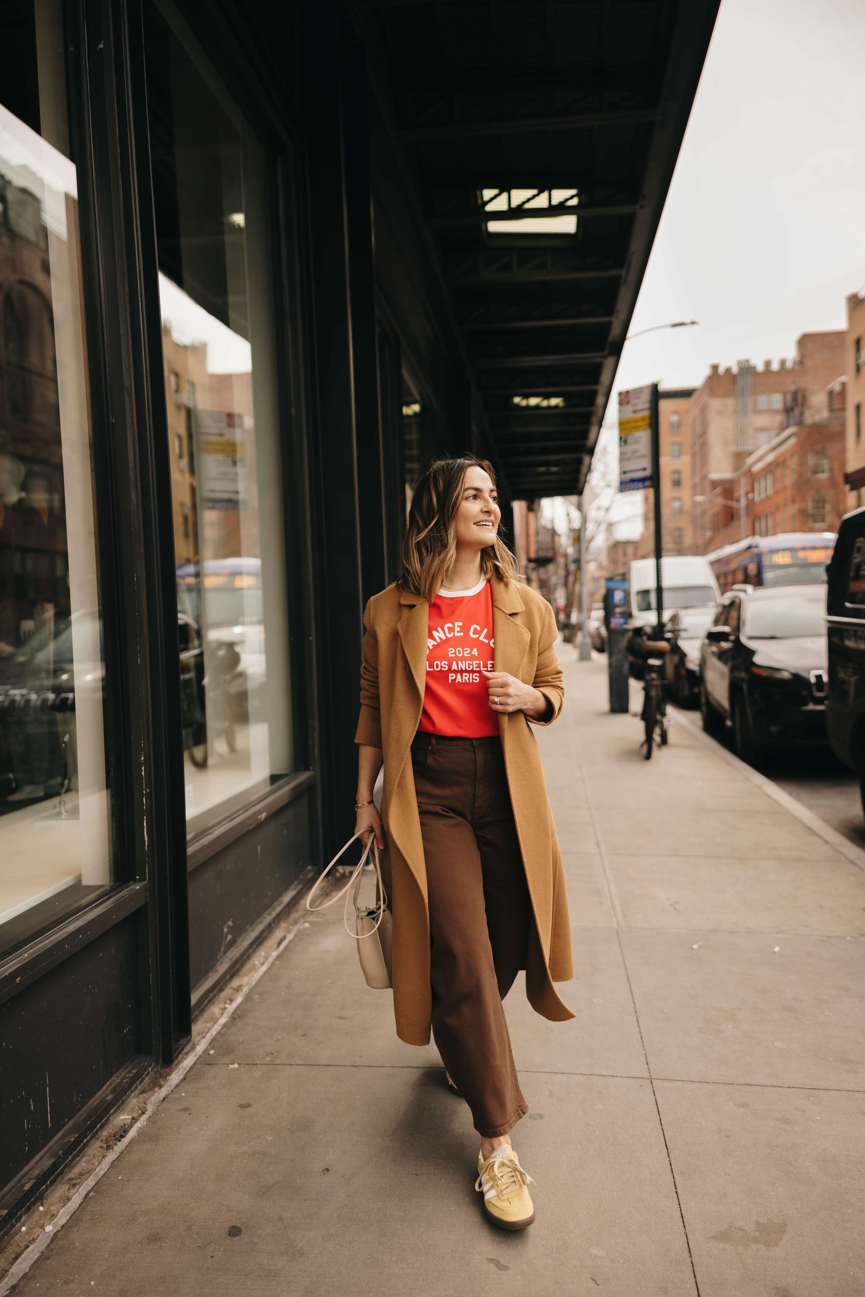 Trench Coat and Graphic Tee with Yellow Adidas Samba Trench Coat and Graphic Tee with Yellow Adidas Samba — Adidas Samba Spring Outfits 2027