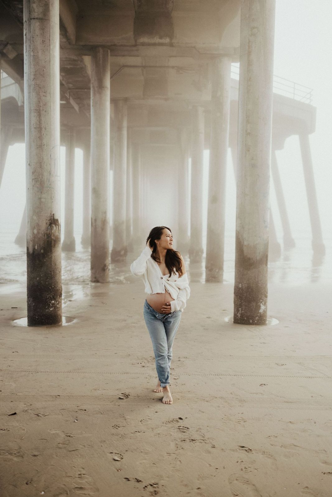 Serene Beach Moment: White Shirt and Low-Rise Jeans Serene Beach Moment: White Shirt and Low-Rise Jeans — Huntington Beach Outfits 2027
