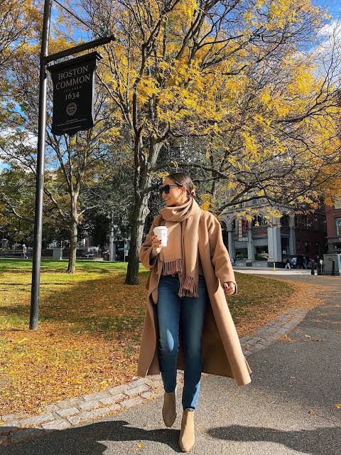 Autumnal Charm: Camel Coat with Matching Scarf — Camel Coat Outfits 2027