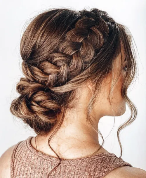 Thick Brown Braided Updo Thick Brown Braided Updo — Prom Hairstyles 2027 for Medium Hair