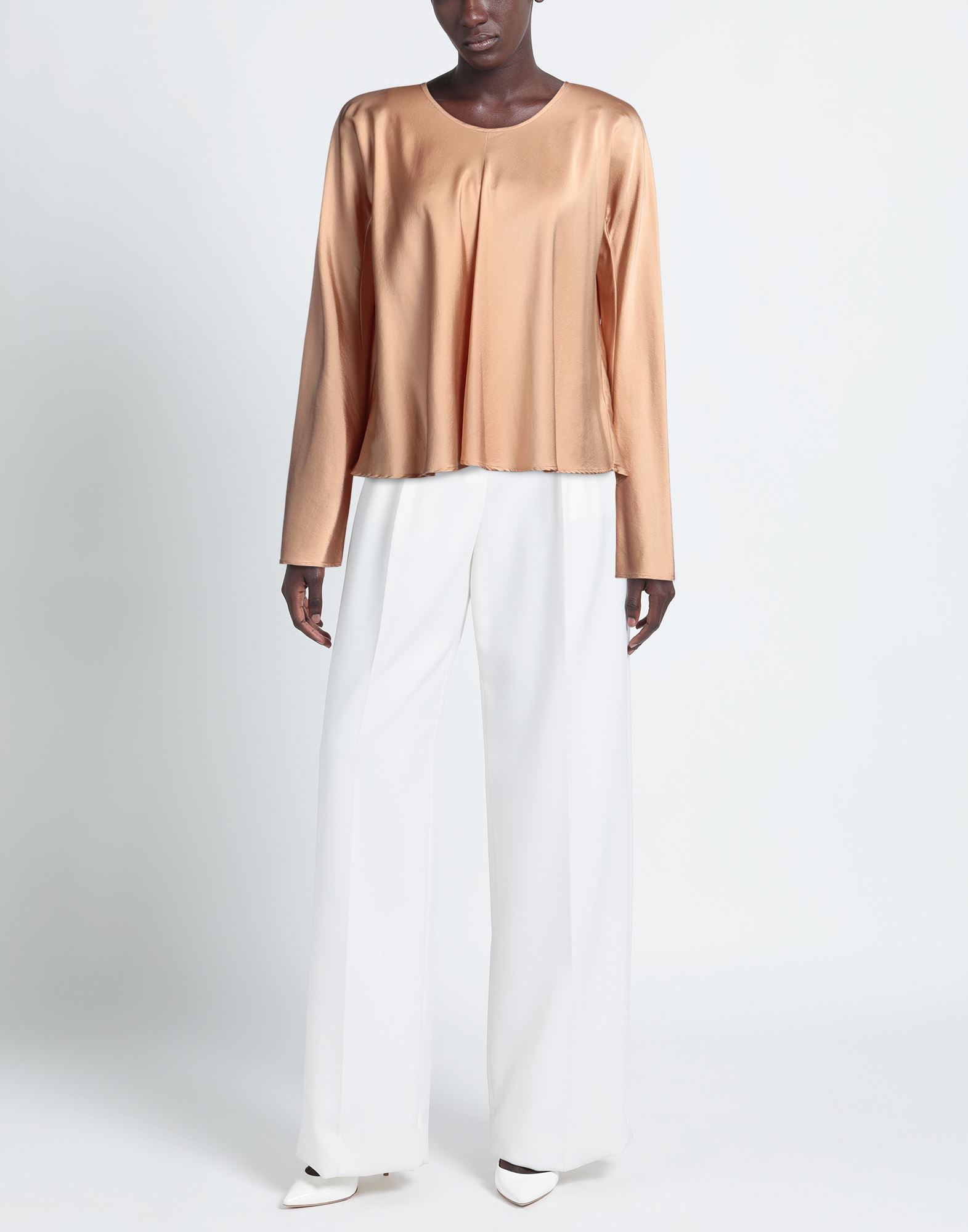 Cream Fitted Top with Wide-Leg Satin Culottes — Satin Top Outfits 2027