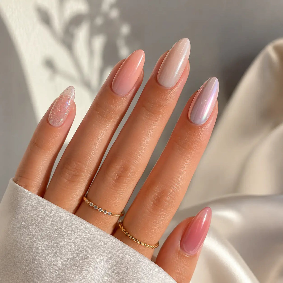Mixed Pink Finishes Almonds Mixed Pink Finishes Almonds — Long Almond Pink Nails Ideas 2027