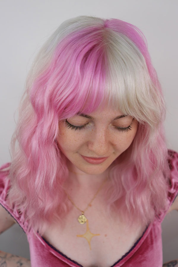 Wavy Medium Density Visual Idea Wavy Medium Density Visual Idea — Blonde 2027 with Pink Hair