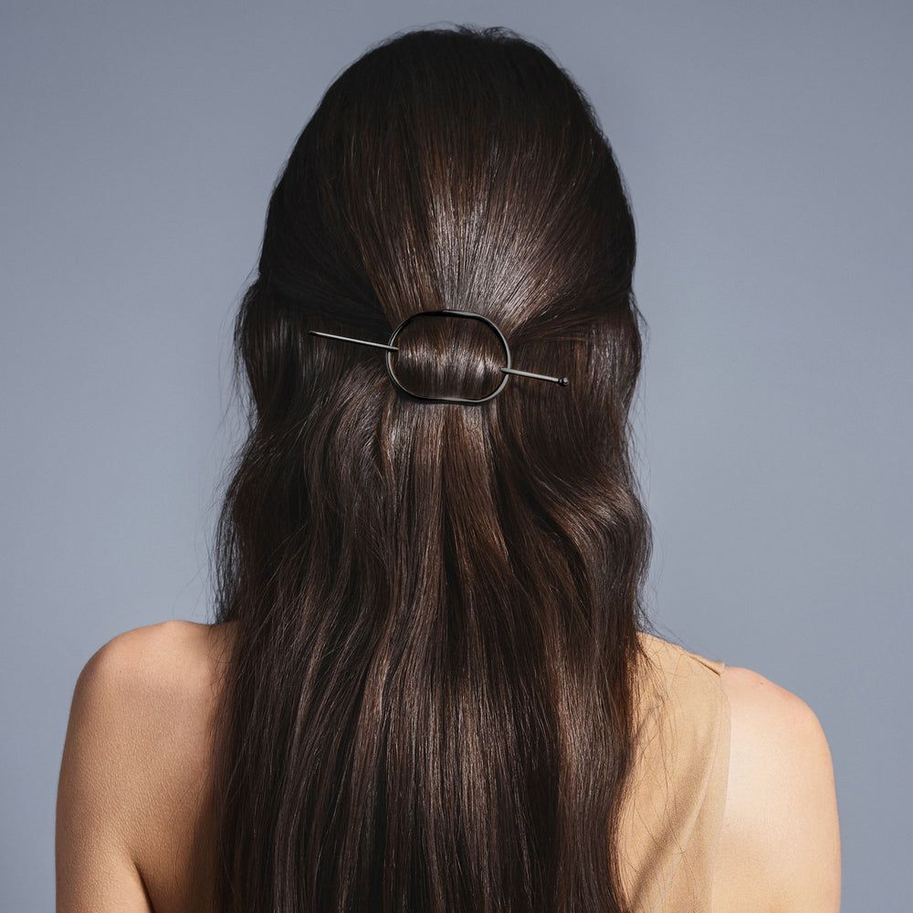 Minimalist Hoop Slide on Dark Brown Hair — Barrette Hairstyles 2027