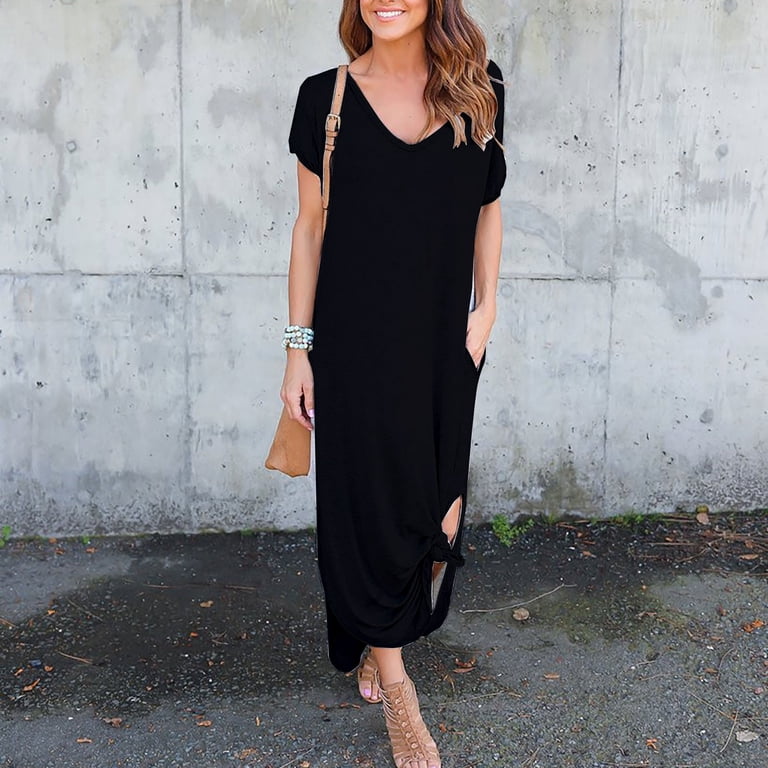 Black Jersey Maxi Dress with Knot Detail Black Jersey Maxi Dress with Knot Detail — Casual Dresses 2027