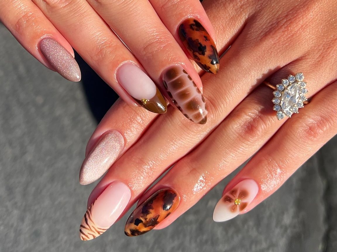 Eclectic Animal Print Almond Nails — Almond Nails 2027
