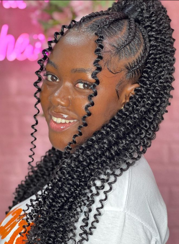 Cornrows Into High Ponytail With Curls Cornrows Into High Ponytail With Curls — Cornrow Braided Hairstyles 2027