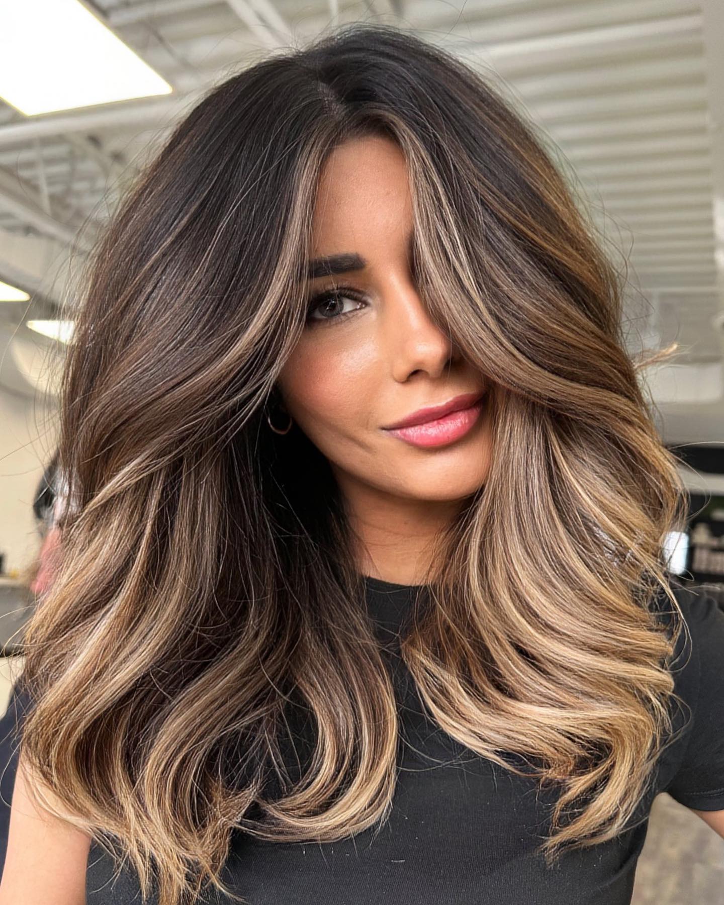 Collarbone Layers With Honey Balayage Blowout — Balayage on Wavy Hair 2027