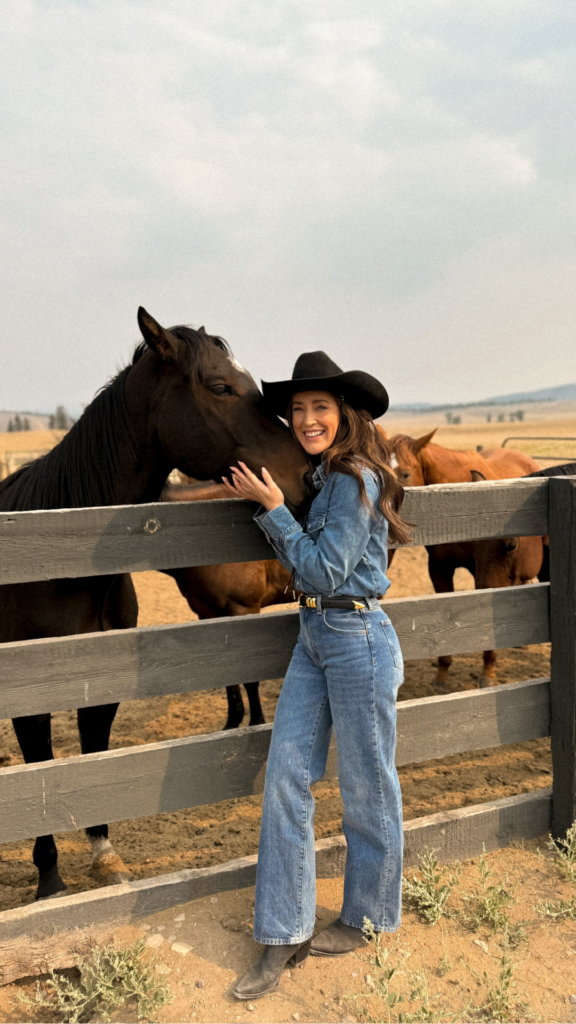 Denim-on-Denim with Grey Boots and Black Cowboy Hat — Winter Western Outfits 2027