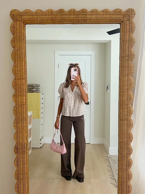 Abercrombie's Plaid Blouse and Wide-Leg Trousers Abercrombie's Plaid Blouse and Wide-Leg Trousers — Abercrombie Outfits 2027