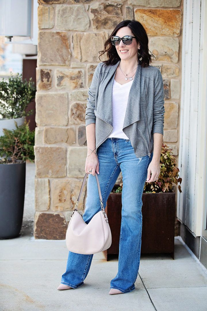 Waterfall Cardigan with Light Wash Bootcut Jeans Waterfall Cardigan with Light Wash Bootcut Jeans — Bootcut Jeans Outfits 2027 with Heels