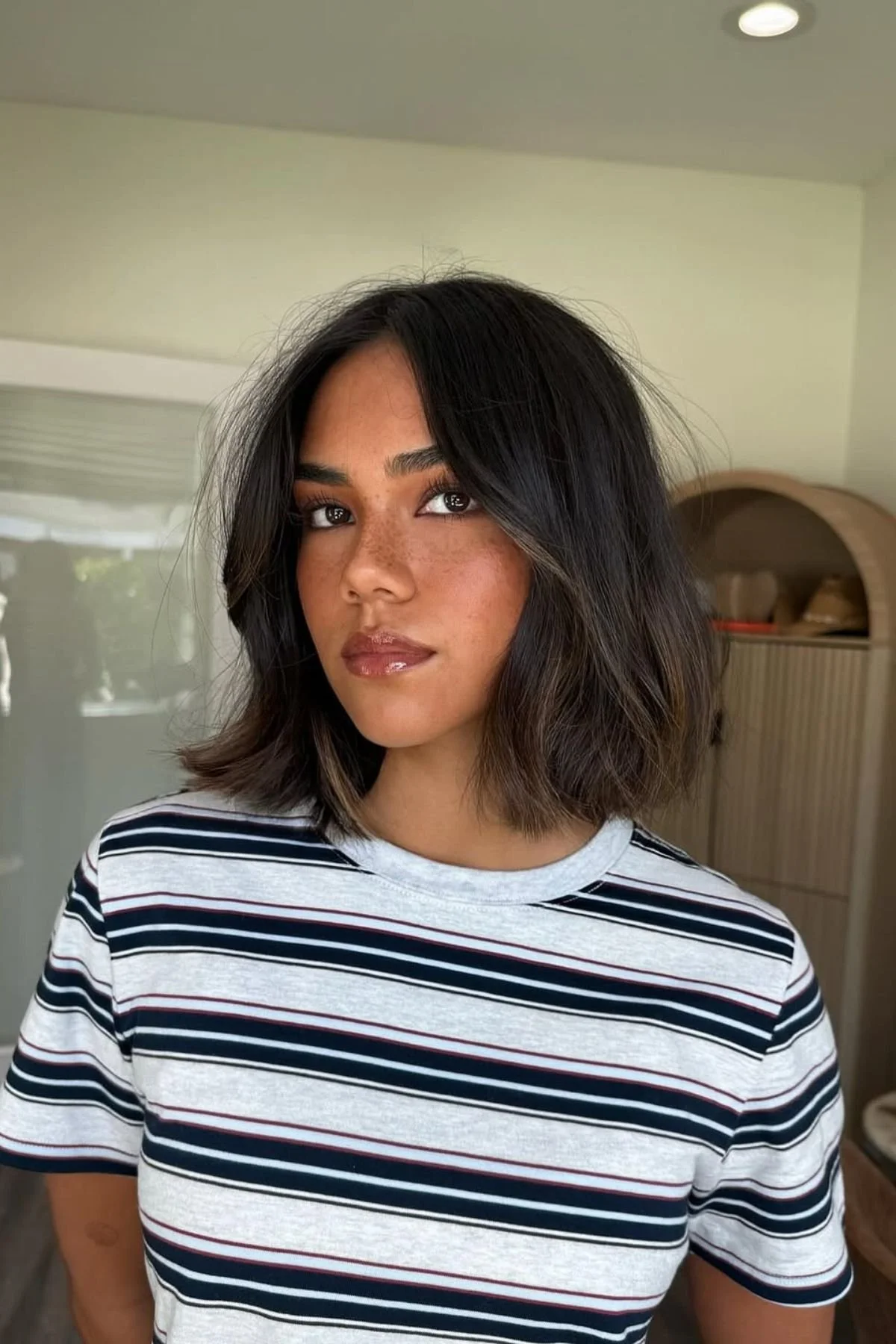 Dark Brown Collarbone Bob With Waves — Blunt Bob 2027