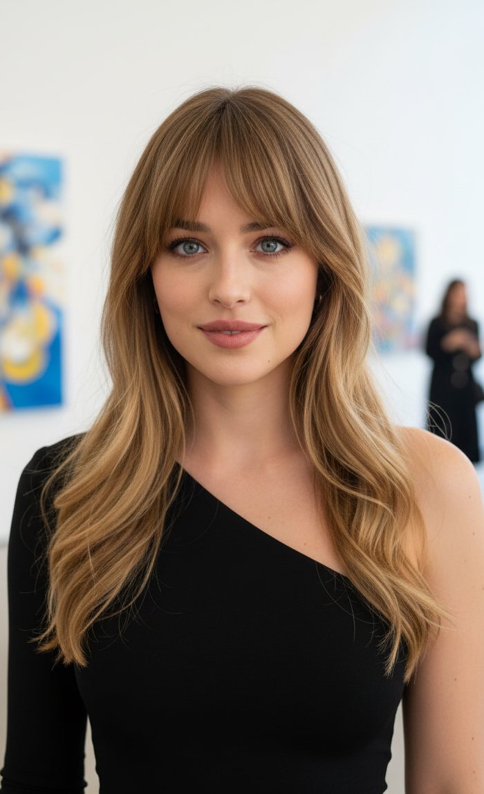 Shoulder-Length Beige Blonde Waves — Bangs 2027 for Oval Face