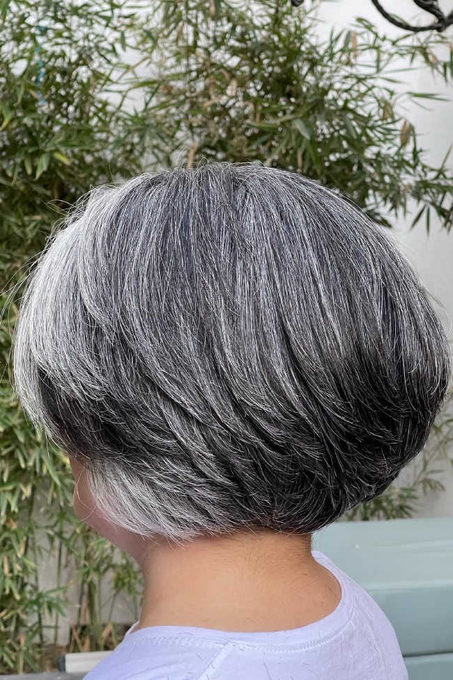Textured Layered Gray Bob Back Textured Layered Gray Bob Back — Gray Bob 2027