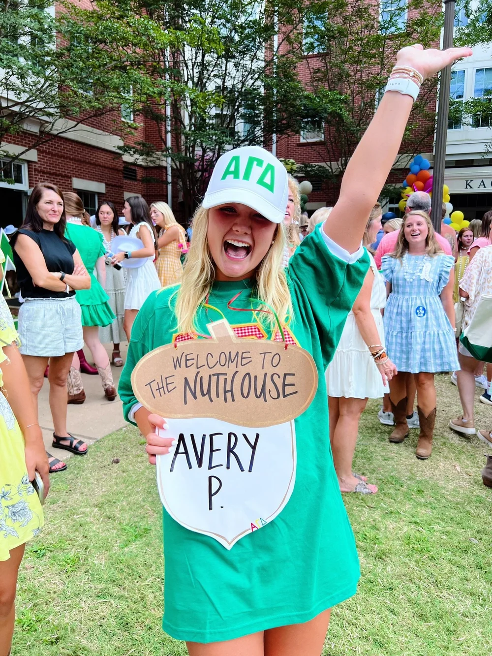 Green Sorority T-Shirt and Baseball Cap for Event Day Green Sorority T-Shirt and Baseball Cap for Event Day — Sorority Outfits 2027