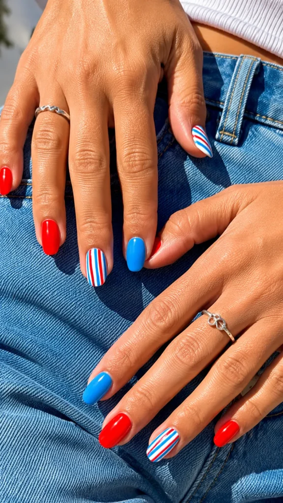 Medium Oval Red to Blue Ombre Medium Oval Red to Blue Ombre — Memorial Day Nails 2027