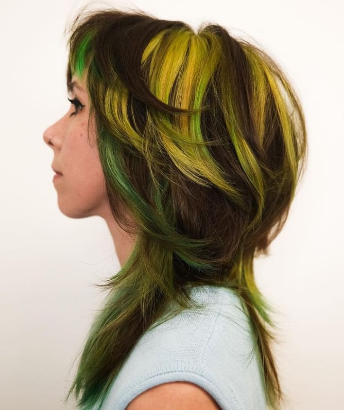 Dark Brown With Green Yellow Streaks Dark Brown With Green Yellow Streaks — Octopus Haircut 2027