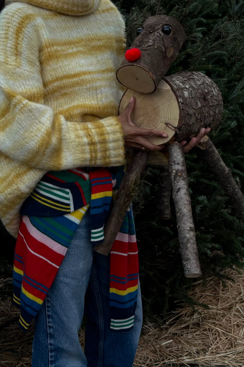 Striped Sweater with Scarf Tied at Waist Striped Sweater with Scarf Tied at Waist — Winter Colorful Outfits 2027