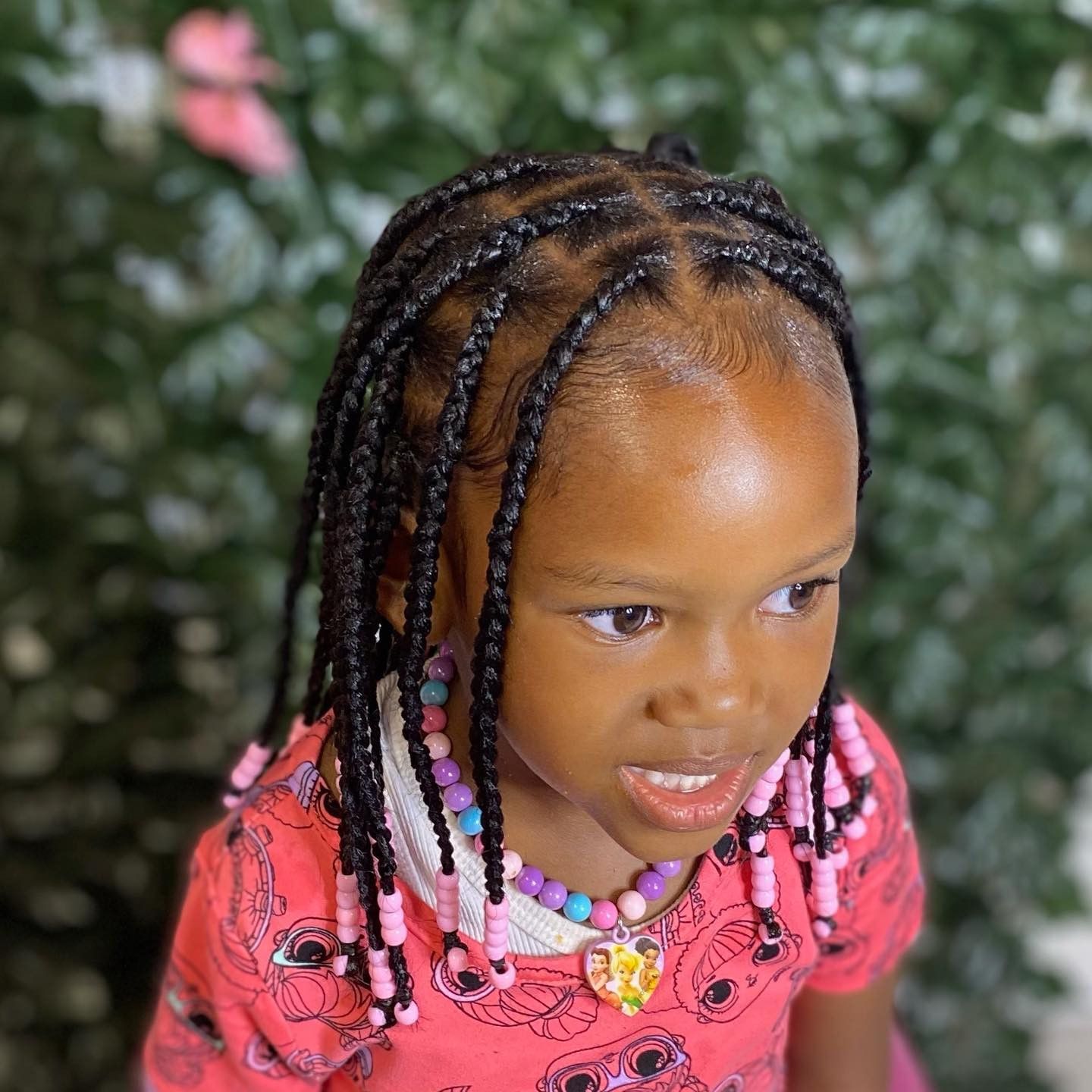 Shoulder-Length Box Braids With Black Beads — Kids Braids 2027
