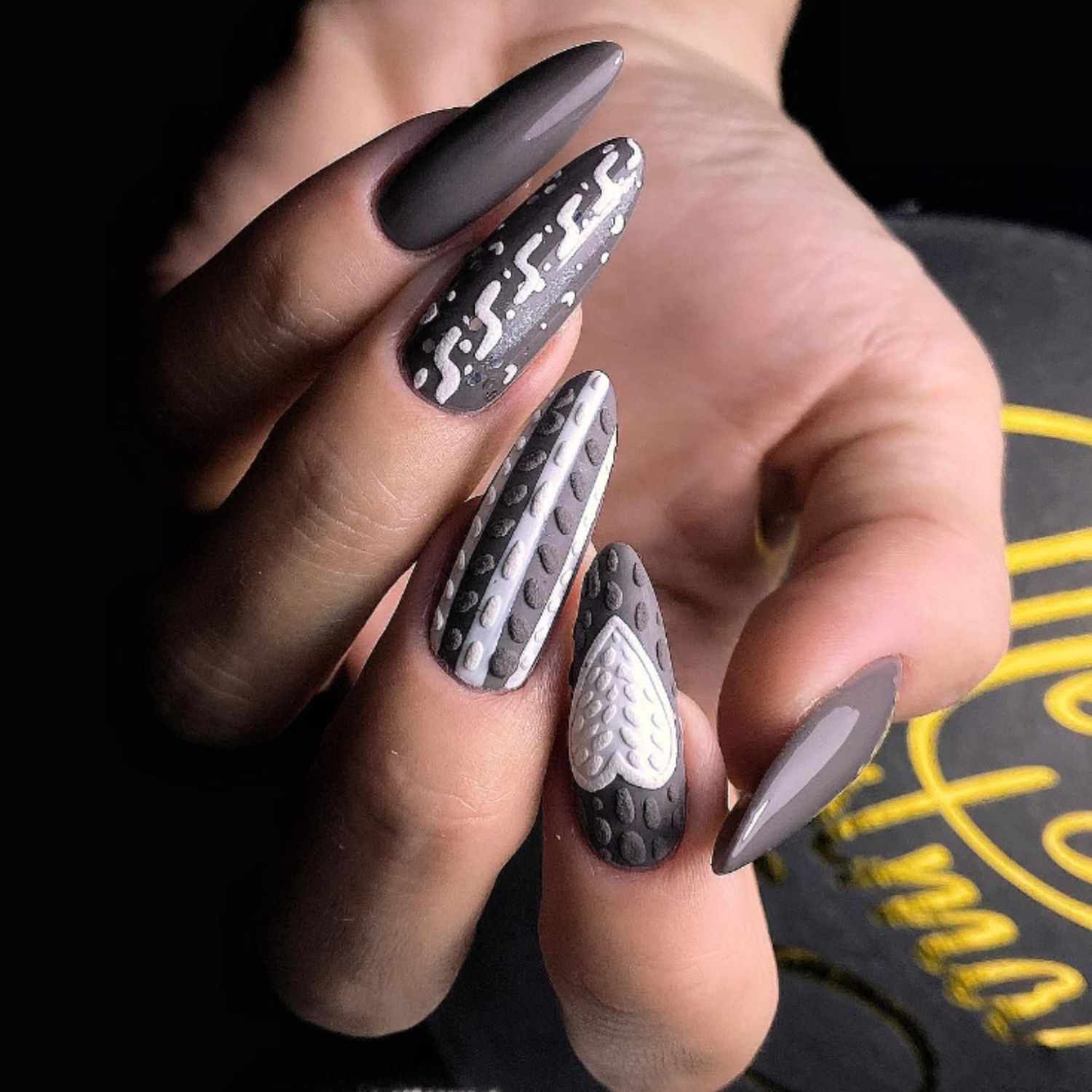 3D Texture Application Clean Lines Visual Idea — Christmas Sweater Nails 2026