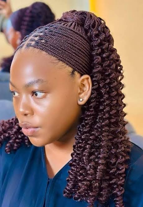 Tribal Cornrows with High Bun and Curls Tribal Cornrows with High Bun and Curls — Braided Hairstyles 2027 for Black Women