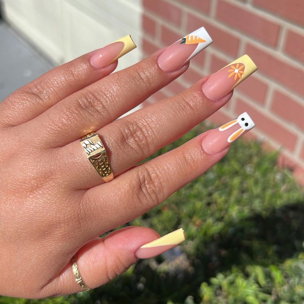 Easter Motif Yellow French Tips Easter Motif Yellow French Tips — Easter French Tip Nails 2027