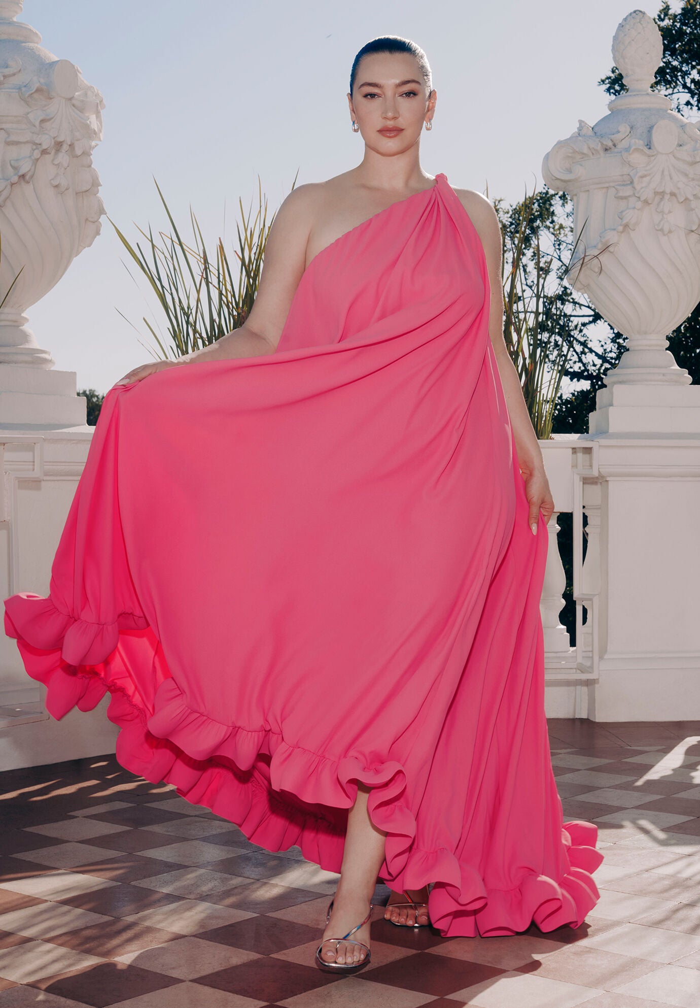 Hot Pink One-Shoulder Maxi Dress for a Bold Statement Hot Pink One-Shoulder Maxi Dress for a Bold Statement — Plus Size Wedding Guest Outfits 2027