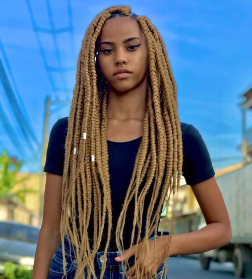 Blonde And Light Brown Highlights Blonde and Brown Braids With Curly Ends Blonde And Light Brown Highlights Blonde and Brown Braids With Curly Ends — Winter Box Braids 2027