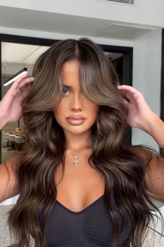 Chocolate Brown With Lighter Balayage Chocolate Brown With Lighter Balayage — Old Money Hair Color 2027