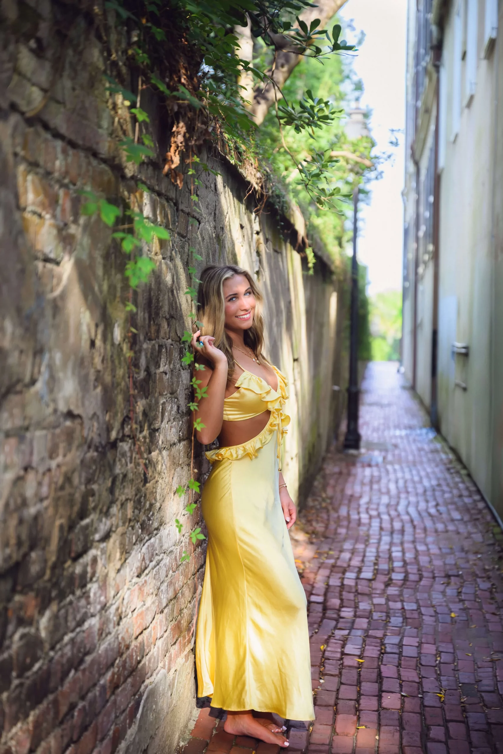 Statement Yellow Satin Slip Dress with Cutouts Statement Yellow Satin Slip Dress with Cutouts — Charleston Outfits 2027