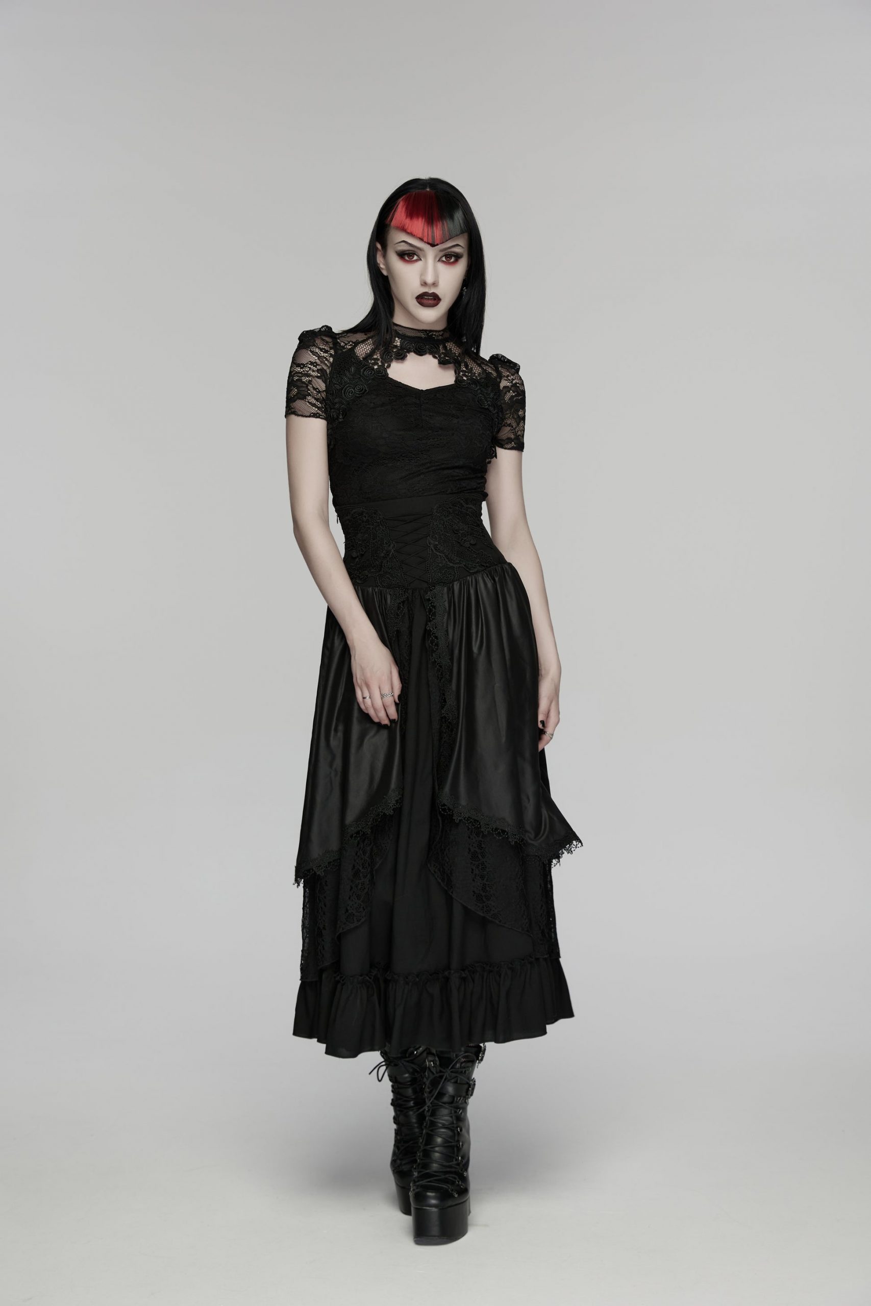 Intricate Floral Lace Shirt with High Neckline Intricate Floral Lace Shirt with High Neckline — Goth Lace Outfits 2027