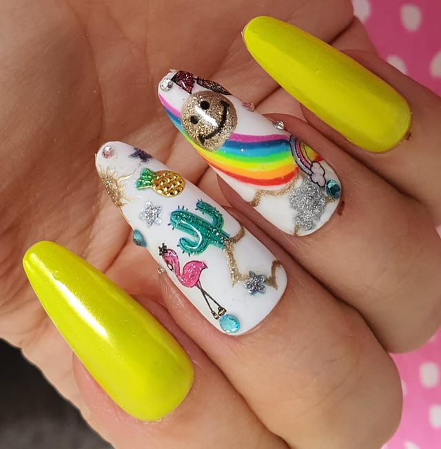 White Base Long Coffin Detailed Art White Base Long Coffin Detailed Art — Smiley Face Coffin Nails 2027