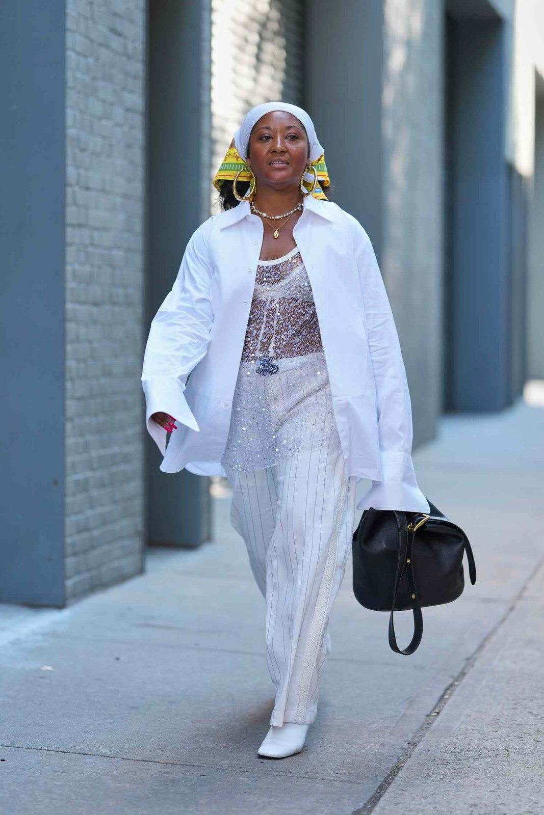 Glamorous Casual: White Pinstripe Pants with Sequins Glamorous Casual: White Pinstripe Pants with Sequins — Pinstripe Pants Outfits 2027