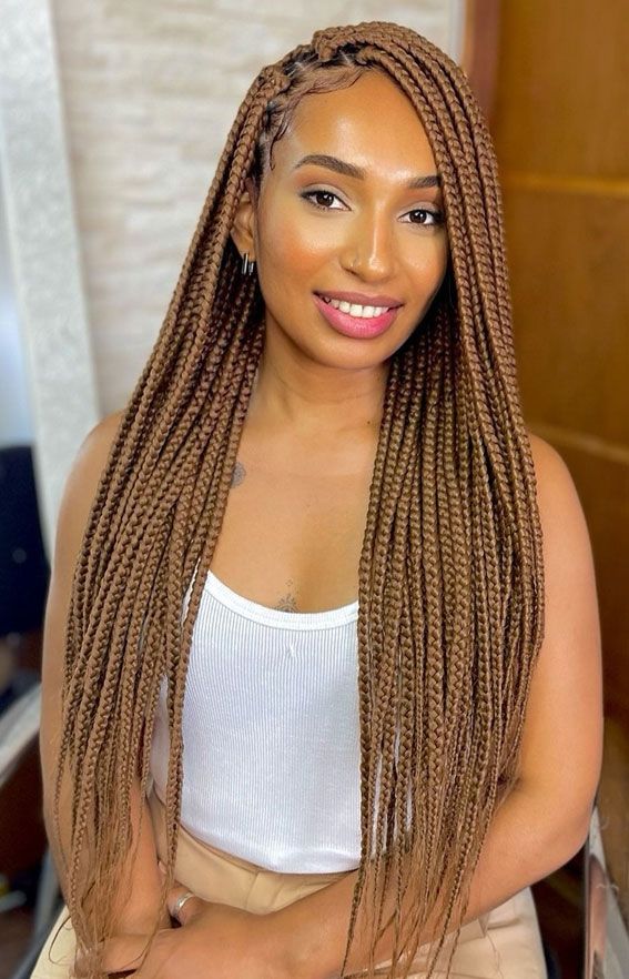 Honey Brown Box Braids Honey Brown Box Braids — Side Braided Hairstyles 2027