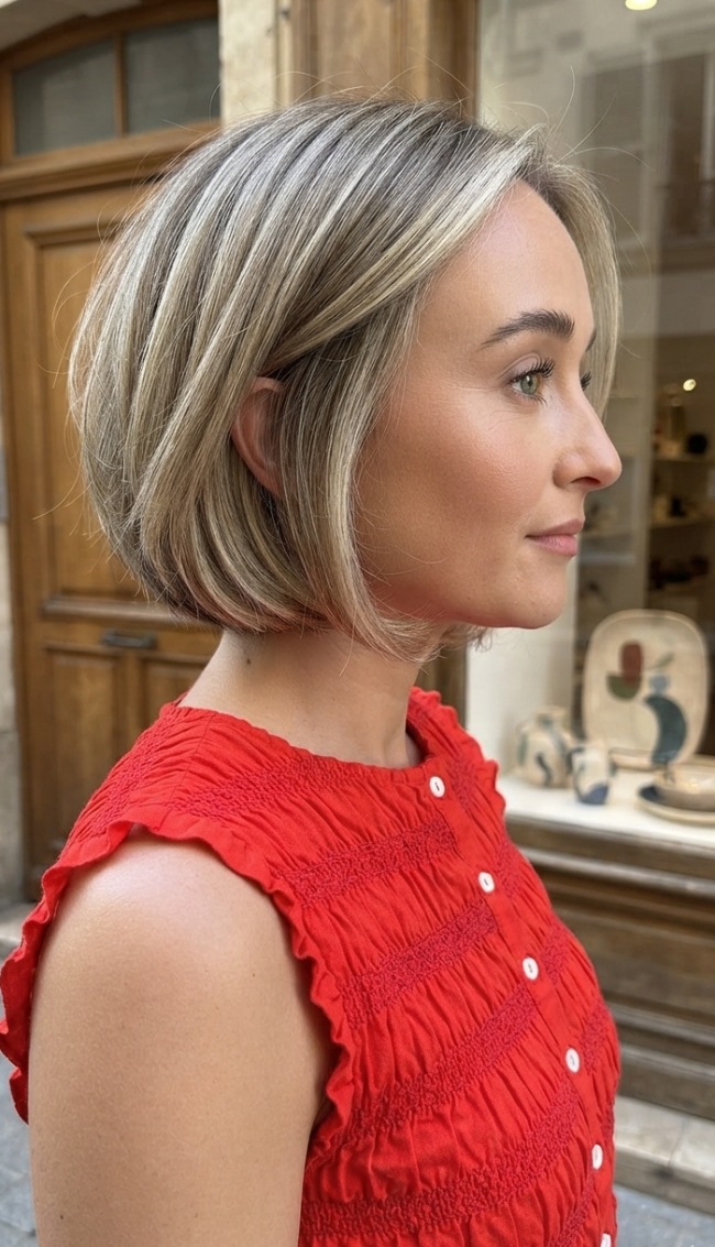 Pearl Blonde Bob With Root Shadow Pearl Blonde Bob With Root Shadow — Classic Bob 2027
