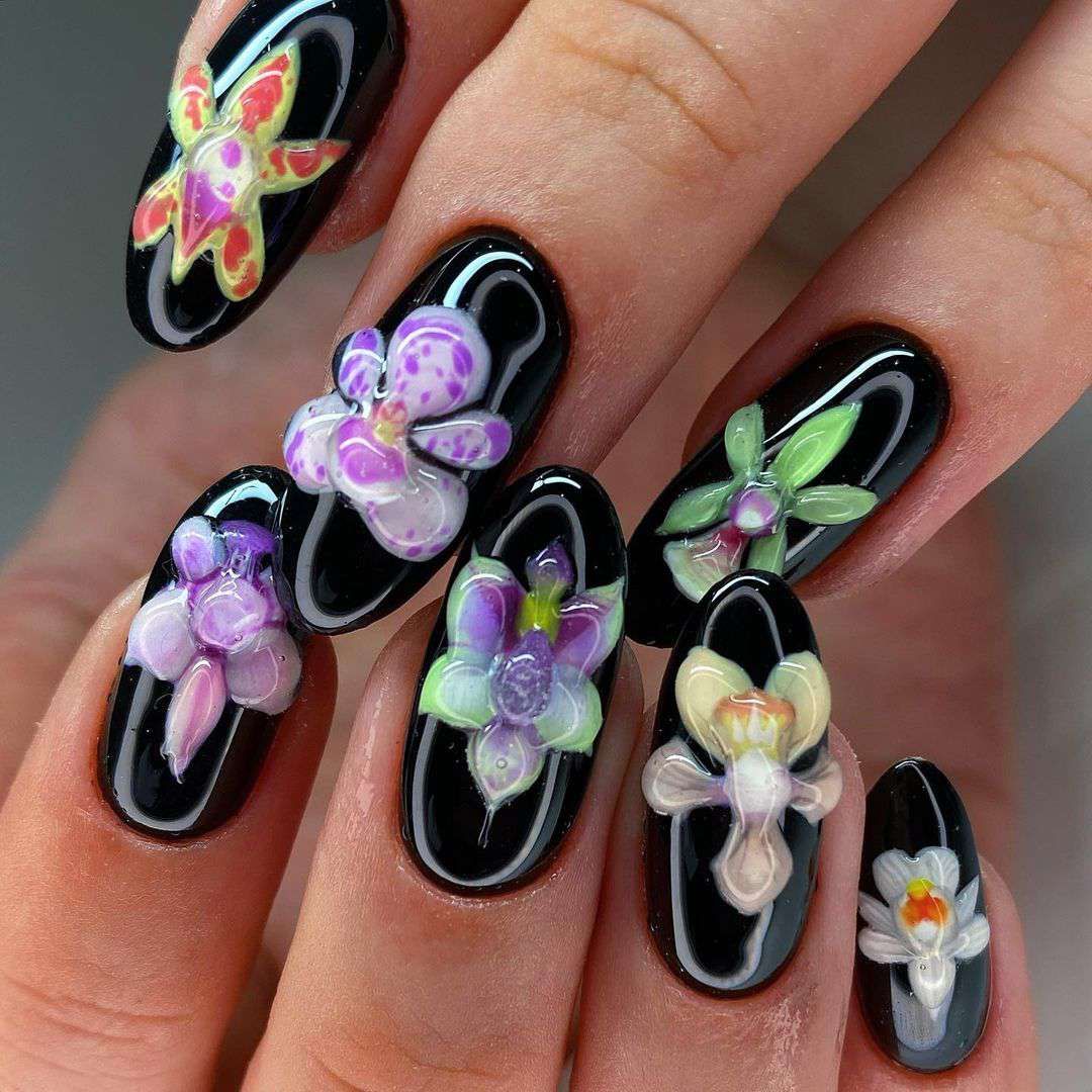 Visual Idea — Creating A Textured Floral Round Nails 2027