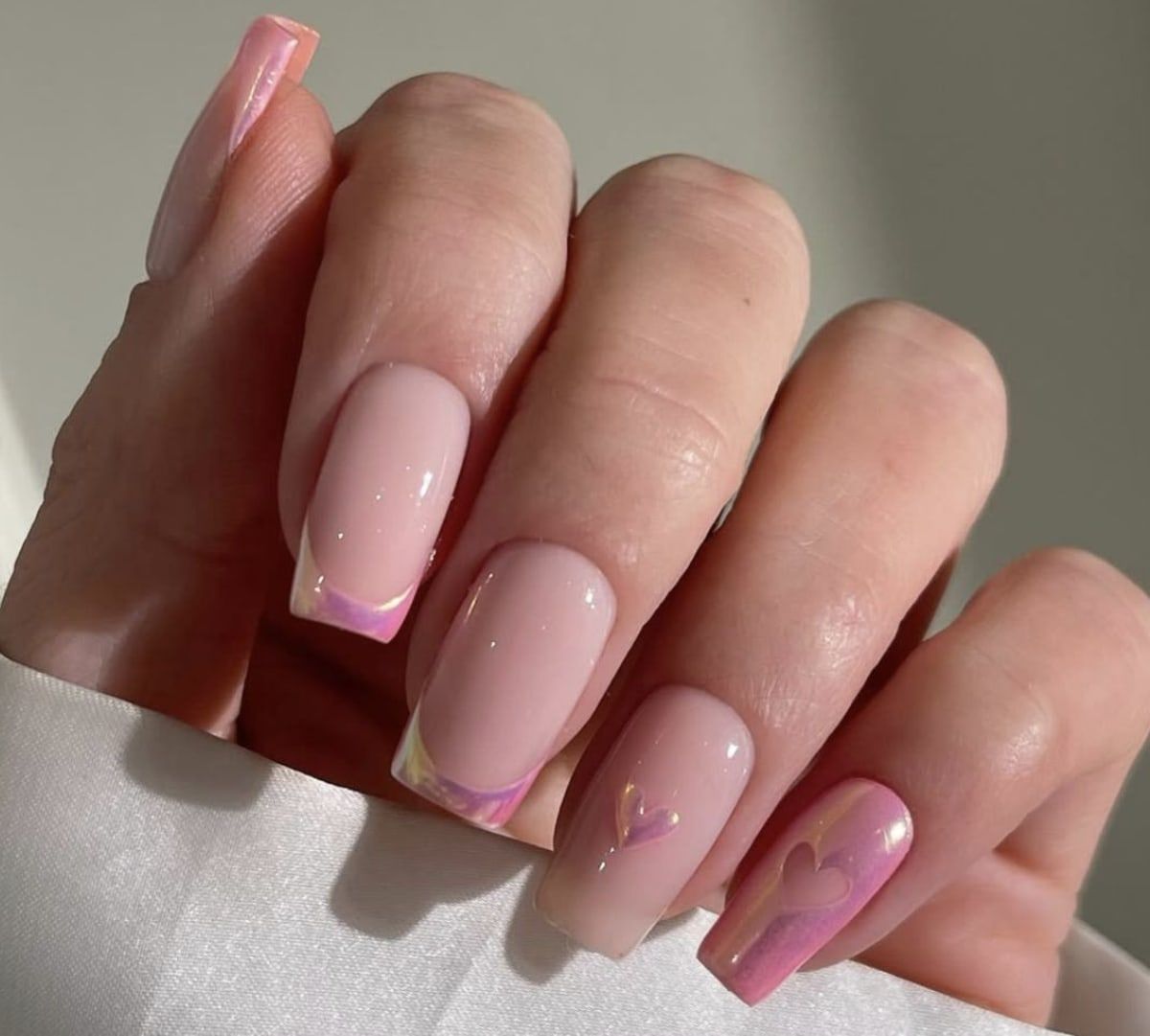 Glossy With Iridescent Shimmer Visual Idea Glossy With Iridescent Shimmer Visual Idea — Micro French Nails 2027