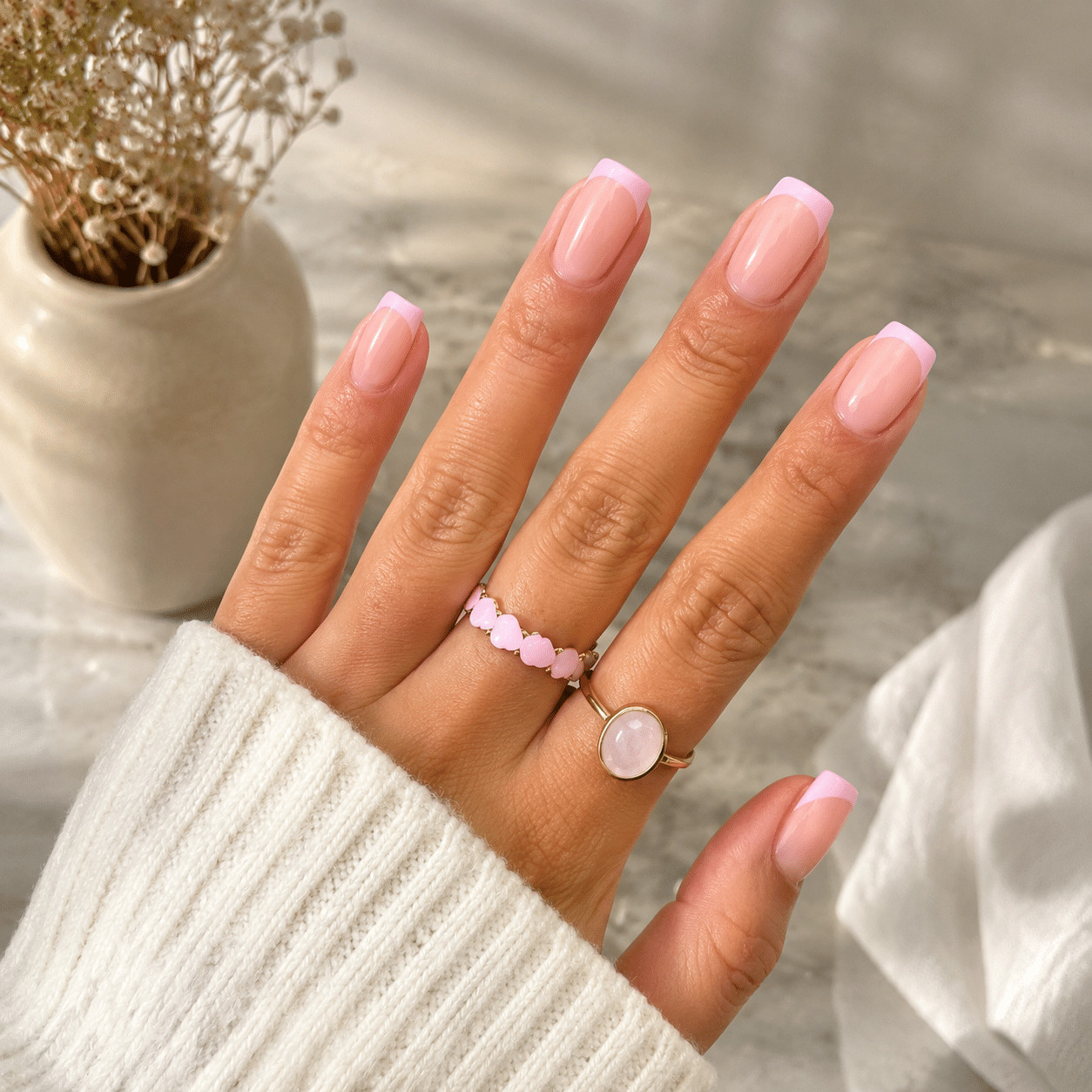 Soft Pink French Tips Short Square Soft Pink French Tips Short Square — French Tip Nails 2027 for Short Nail Beds