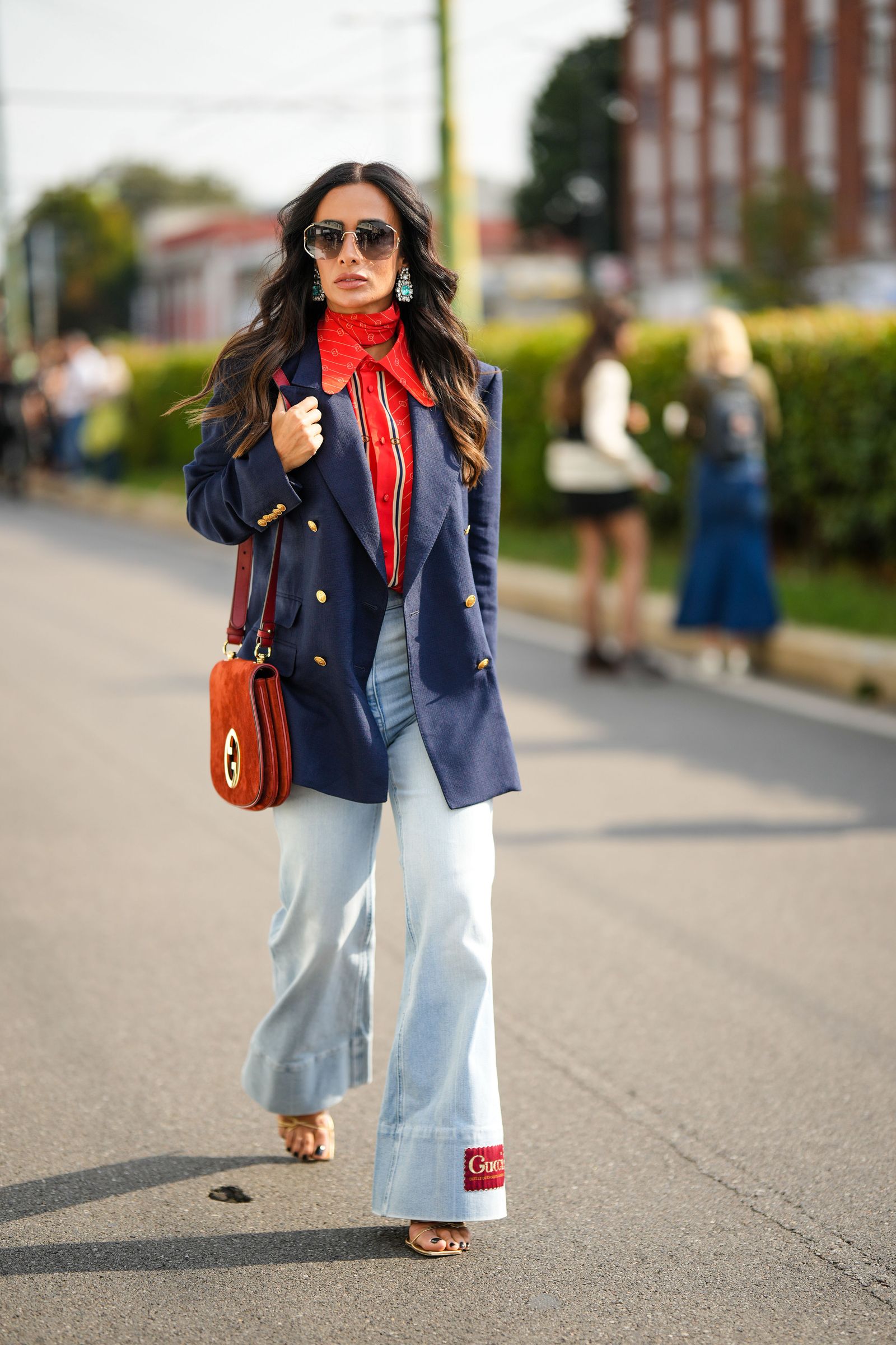 Polished Casual: Wide-Leg Jeans with Blazer and Strappy Sandals — Bootcut Jeans Outfits 2027 with Sandals
